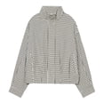 thumbnail image 6 of Women Oversized Cropped Gingham Jacket,Zip Up Stand Collar with Batwing Sleeves Casual Coat,Loose Lightweight Spring Fall Jackets with Pockets,Windbreaker Coats, 6 of 8