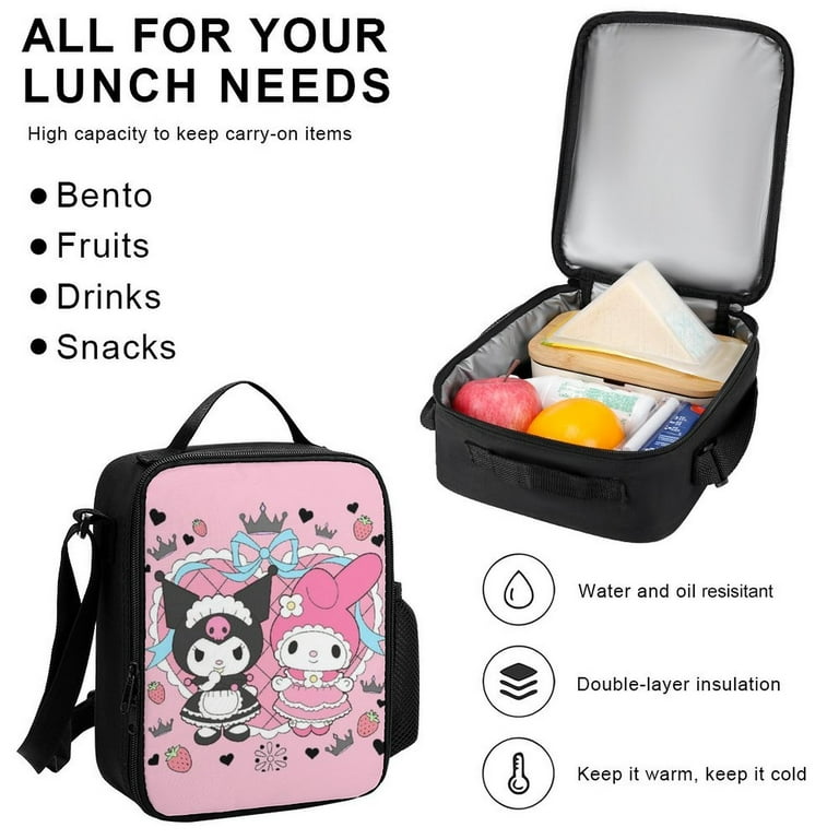 Kuromi & My Melody Backpack 3Pcs Set Lunch Box Stationery Case