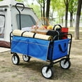 thumbnail image 6 of Collapsible Rolling Wagon Utility Cart w/ Wheels, 40.5"x21"x46.5" Folding Utility Canopy Wagon w/Adjustable Handle, 2 Mesh Cup Holders, for Outdoor, Beaches, Gardens, Parks, Shopping, S10483, 6 of 13
