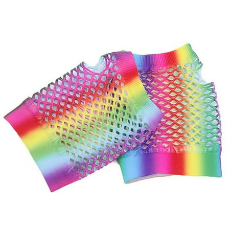 AkoaDa 2019 Short Glove For Women Rainbow Colors Fishing Net Party Gloves (Best Inexpensive Smartphone 2019)