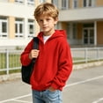 thumbnail image 5 of ZVAVZ Kids Quarter Zip Hoodie Waffle Knit Hooded Sweatshirt Long Sleeve Textured Pullover Hoodies Fashion Casual Back to School Hoody Red 3-4 Years, 5 of 10