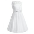 thumbnail image 2 of iEFiEL Girls Sequined Lace Chiffon Flower Girl Dress 2 Layers Wedding Birthday Party Dress Ivory 12, 2 of 7