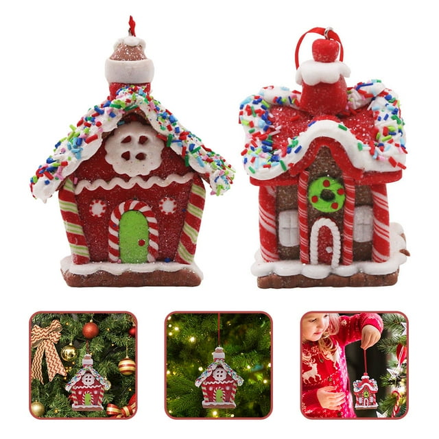 YSNOOWE 2Ud Colgante De Casa Navideña En Resina Para Ambiente Festivo Multicolor
