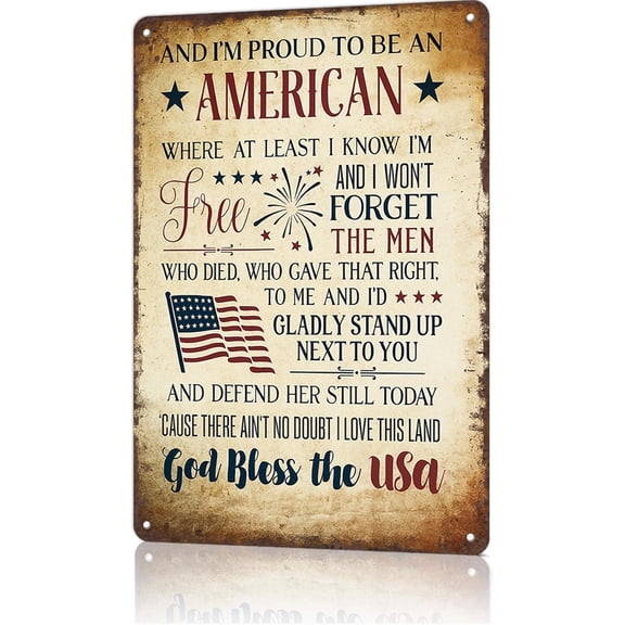 Inspirational Patriotic Aluminum American Quote Metal Sign 12 x 8 Inch Vintage Wall Decor
