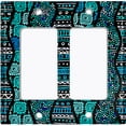 thumbnail image 6 of Metal Light Switch Plate Cover Safari African Tribal Art Pattern Teal SFR002, 6 of 13