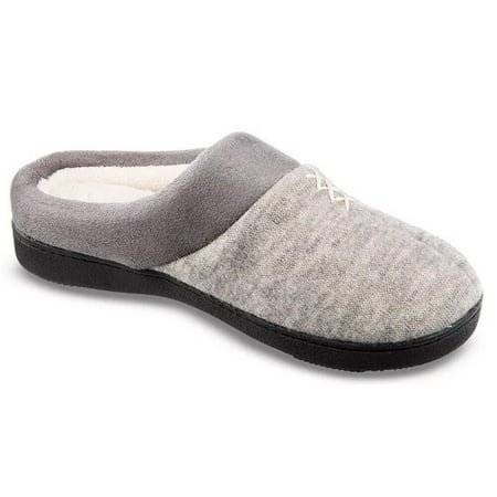 isotoner womens Microsuede Knit marisol Hoodback Slipper, Heather Grey, 9.5-10 - 6766