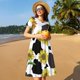 thumbnail image 4 of Balery Sunflowers Country Vestidos sueltos de manga corta para mujer, vestidos de verano 2025, vestidos casuales de corte A con vuelo., 4 of 6