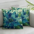 thumbnail image 3 of Fenyluxe Set of 2 Navy Blue Green Teal Pillow Covers Modern Geometry Dahlia Floral Print Decorative Throw Pillow Covers Outdoor Farmhouse Cushion Case for Home Couch Sofa Bed Decoration White, 3 of 7