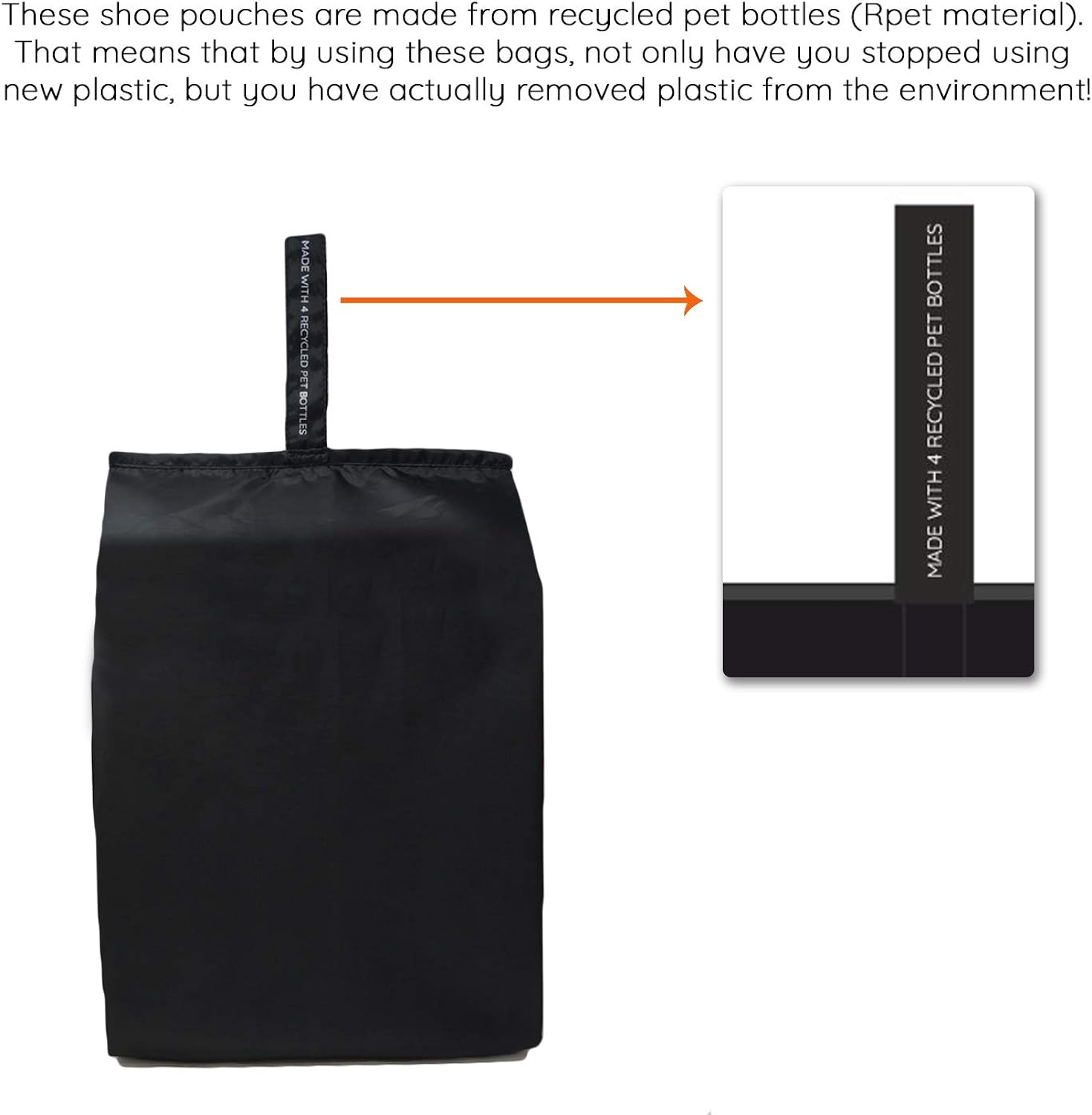 EcoRight Shoe Bags for Travel by Eco Right, 100% Recycled Water-Resistant Shoe Bag for Gym, Shoe Storage Pouch | Set of 2