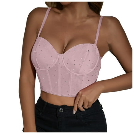 Hessimy Plus Size Corset Top For Women  Push Up Bustier lingerie Y2K Sexy Going Out Bustier Top Pink L