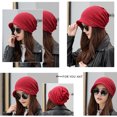 thumbnail image 2 of Women's Cotton Hat Thick Warm Windproof Simple Solid Color Beanie Hat, 2 of 3