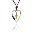 thumbnail image 1 of Collar Vintage Cruz Corazón Colgante Collar Joyería Chapado, 1 of 6
