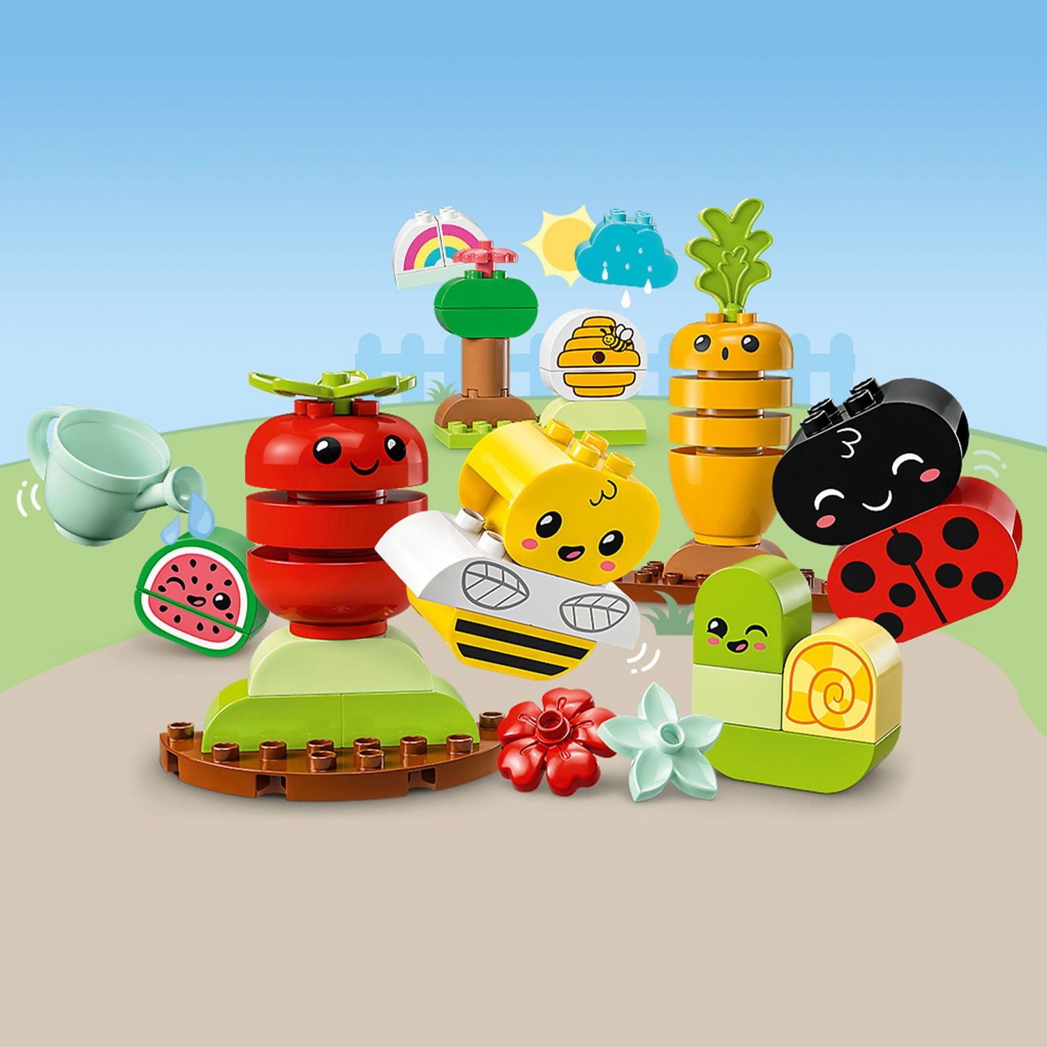 LEGO DUPLO My First Organic Garden Brick Box 10984, Stacking Toys for Babies and Toddlers 1.5+ Years Old, Learning Toy with Ladybug, Bumblebee, Fruit & Veg, Sensory Toy for Kids