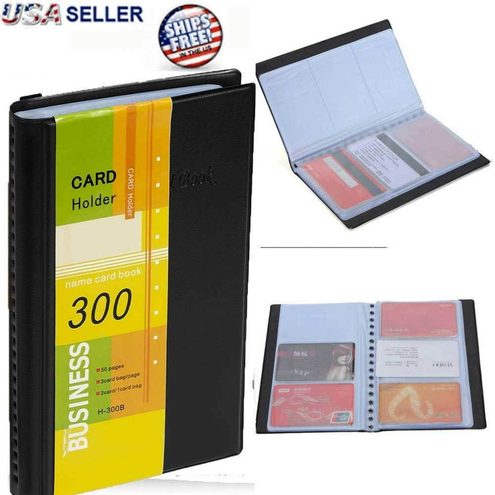 Leather Business Cards Holder Case Organizer 300 Name ID Credit Card