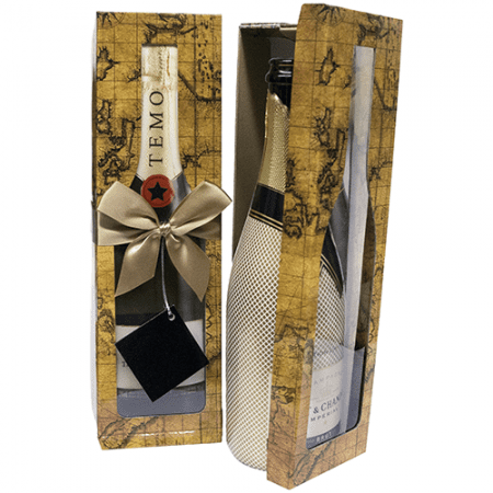 Champagne Gift Box - Pomerol (x2) Map Collection Reusable Caddy - Easy to Assemble - No Glue Required - Gift Tag and Ribbon Included - Set of 2 - EZ Champagne Box by Endless Art (The Worlds Best Box Platinum X2)