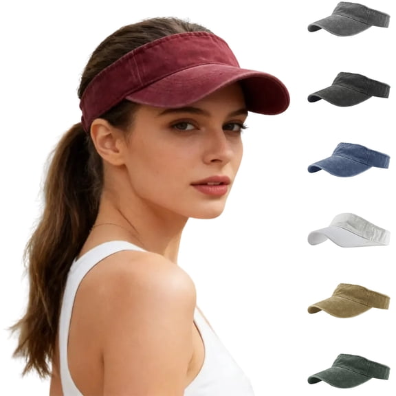 Sport Sun-Visor Hat Men Women Summer UV Protection, Lightweight Cooling Golf Running Tennis Sweat-Band Cap Gray One Size
