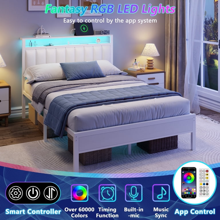 Satifur Full Bed Frame with LED Lights & Charging photo 4