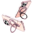 thumbnail image 2 of For iPhone 14 PRO MAX 6.7" CHROME HQ Rotational Magnetic Ring Hybrid - Light Pink, 2 of 4