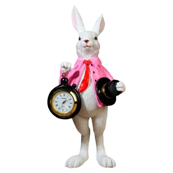 CHELIASD Gentleman Decor with Pocket Watch Cute Easter Resin Animal Ornament for Mantel Table Shelf Decor - Easter/Spring Decorations for Home