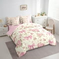 thumbnail image 3 of Manfei Kid Pink Bow-tie Bedding Comforter Set 7-Piece, Spring Garden Flower King Bedding Sets, Vintage Ribbon Bowknot Reversible Bed Sheets, Luxury Bedroom Decor, 3 of 7
