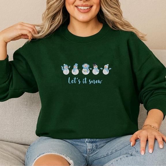 Let’s It Snow Embroidered Sweatshirt, Dancing Snowman Embroidery Shirt, Cute Winter Christmas Hoodie