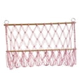 thumbnail image 5 of deevoka Wall Hanging Net Plush Toy Net Handwoven Boho Macrame Stuffed Animal Hammock Pink, 5 of 9