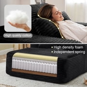 Muumblus Oversized Chaise Lounge Chair Indoor Furniture, No Assembly Required, Plush Corduroy Cloud Floor Sofa Bed for Living Room, Black