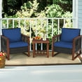 thumbnail image 4 of Gymax Ensemble de Conversation de Patio en Rotin Osier 3 Pcs Ensemble de Meubles d'Extérieur avec Coussin Bleu Marine, 4 of 10