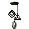 thumbnail image 1 of Modern Farmhouse Vibe Ceiling Light, Geometric Lampshades Pendant Lighting for Corridor, Balcony, Stairs (30Cm Ceiling Diameter, Adjustable Rope Length), 1 of 6
