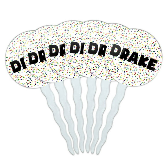 Drake Cupcake Picks Toppers - Set of 6 - Mutlicolored Speckles