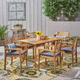 thumbnail image 2 of GDF STUDIO 7-Pieces Adult Transitional Acacia Wood Fabric Dining Furniture Sets Teak Dark Gray, 2 of 13