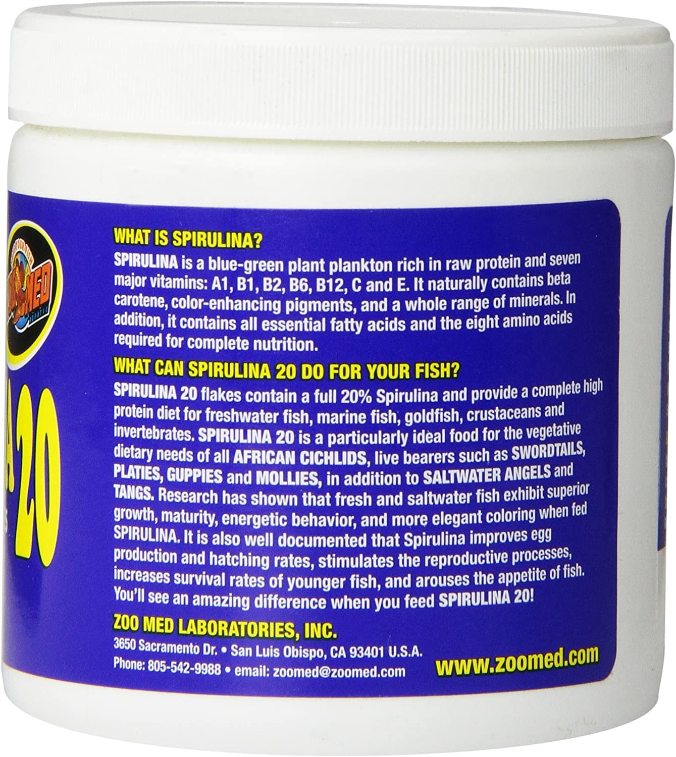 Zoo Med Spirulina 20 Fish Food Flakes [Aquarium Herbivore Food, Aquarium Supplies] 9 oz (9 x 1 oz)