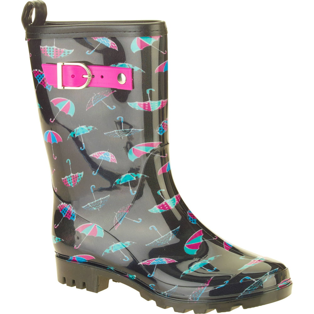 Women's Umbrella Mix Printed Mid-Calf Jelly Rain Boots - Walmart.com ...