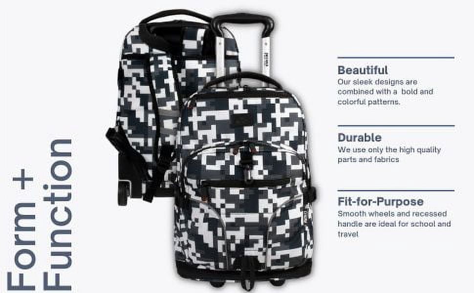 J World Boys Lunar 19.5" Multi Compartment Laptop Rolling Backpack For School And Travel, Camo