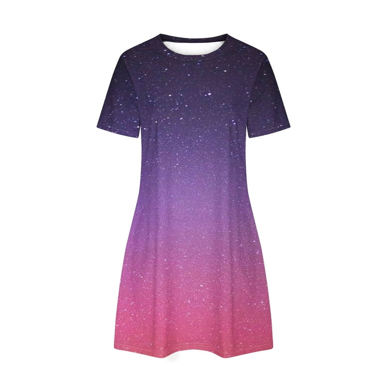 Zkozptok Women Sequin T-Shirt Dress Short Sleeve Dress Fashion