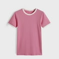 thumbnail image 5 of Delayuji T Shirt Blouse Short Print Sleeve O Neck Loose Fashion Pullover Casual Women Top Women's Blouse Pink M Polyester-Cotton Blend Short Sleeve Shirts for Women, 5 of 7