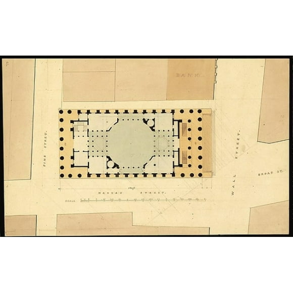 Plan of U. S. Custom House Poster Print by Ithiel Town (American, Thompson, Connecticut 1784 �1844 New Haven, Connecticut) (18 x 24)