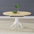 thumbnail image 2 of 7-PC - Oval Butterfly Leaf Dining Table + X-Back Dining Chairs Dining Set in White/Natural, 2 of 10