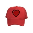 thumbnail image 1 of Men's 80's Retro Large 8 Bit Pixelated Heart Gamer Trucker Hat, Red, 1 of 2