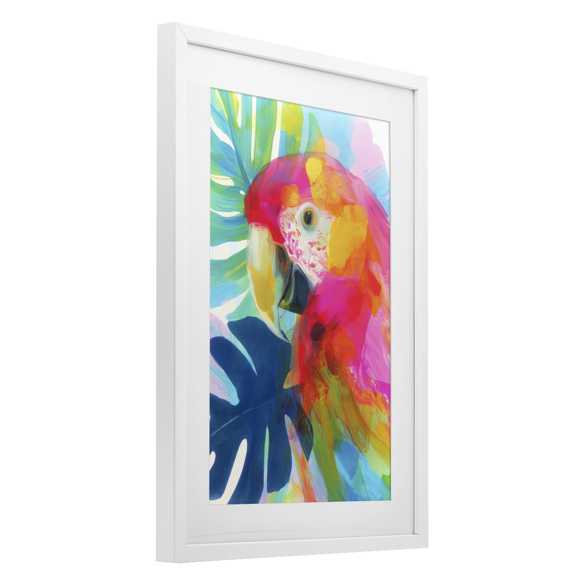 Stupell Industries Scarlet Macaw in Paradise White Framed Print Under Glass, design by Chromatic Storm Studio