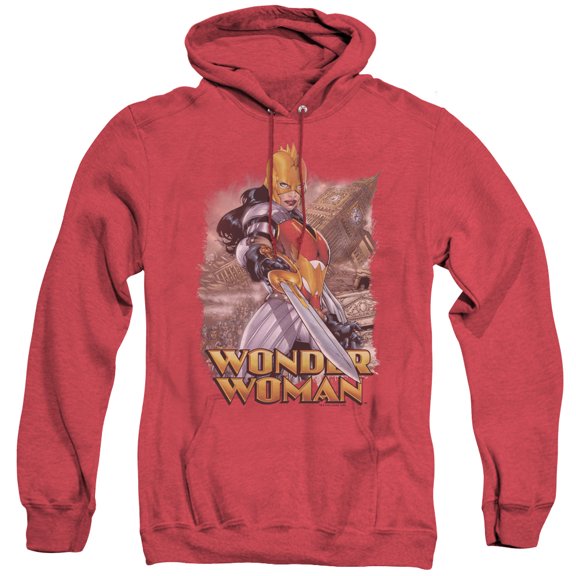 JLA Justice League Wonder Woman Adult Heather Hoodie Sweatshirt Red