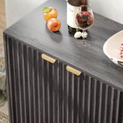 55 Modern Sideboard Buffet Cabinet with Fluted Doors Wood Legs, Dark Gray