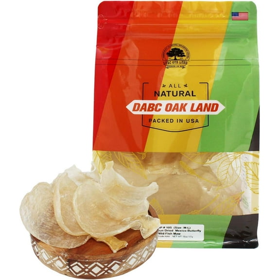 DOL Fish Glue,Rich in Collagen Dried Seafood Fish Maw Roll Natural Sun Dried (Large 8oz/bag)