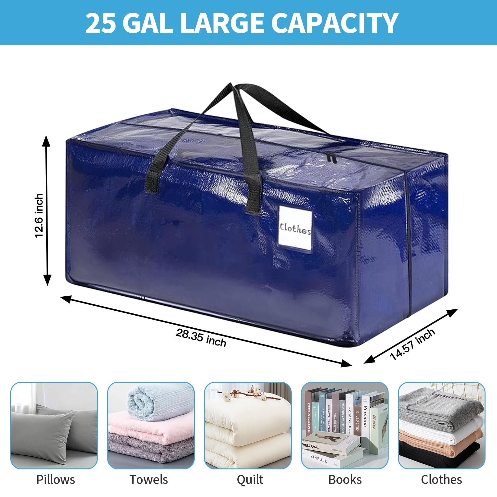 PHANCIR Moving Bags Heavy Duty Extra Large with Handles& Backpack Straps and Zippers, Waterproof & Puncture Resistant 4 Pack