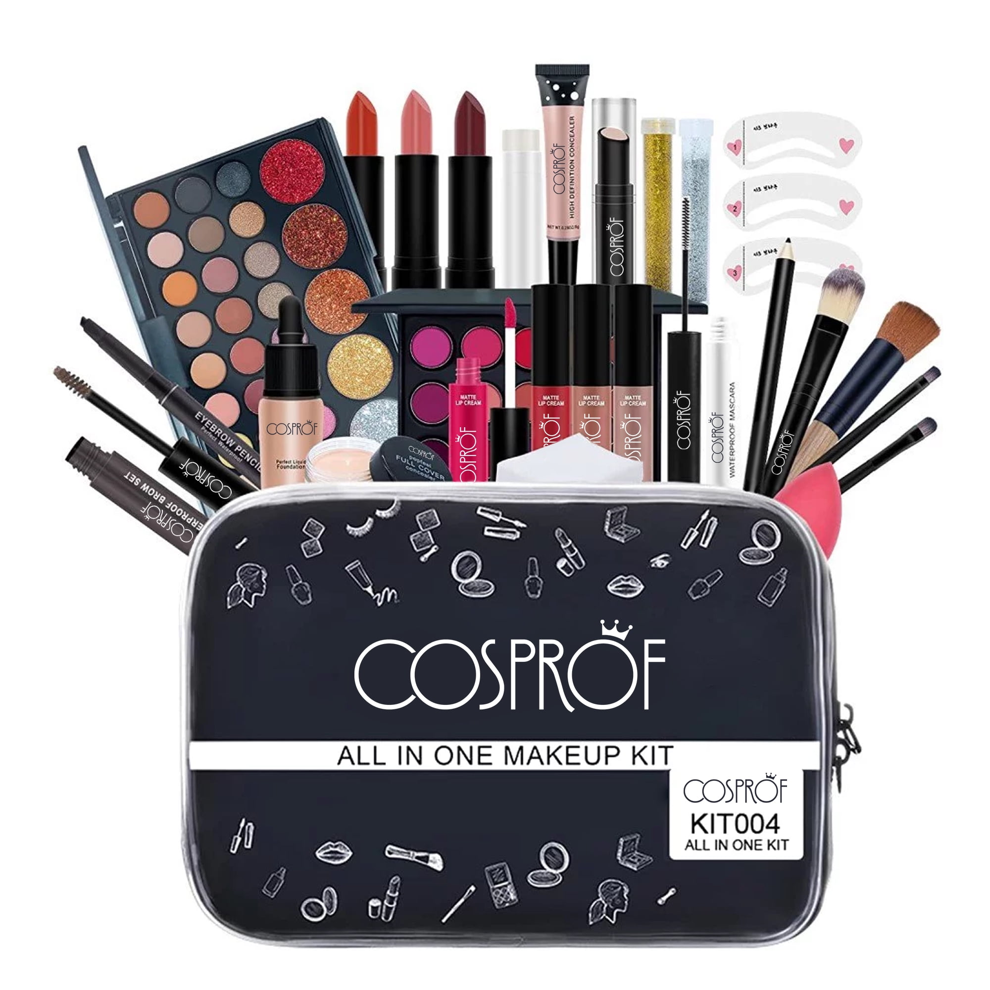SAISZE All-in-one Makeup Kit, 27 Pcs Travel Makeup Gift Kit Complete Starter Makeup Bag Lip Gloss Lipstick Concealer Blush Powder Eyeshadow Palette, Makeup Kits for Women, Gifts for Women