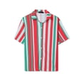 thumbnail image 5 of INSPIRE CHIC Men's Shirts Summer Striped Button Short Sleeve Beach Shirts M Red Green, 5 of 6