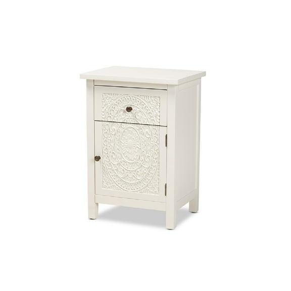 Baxton Studio Lambert Classic and Traditional White Finished Wood 1-Drawer Nightstand