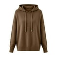 thumbnail image 3 of Sweaters for Women Knit Long Sleeve Hoodies Fashion Soft Cozy Lightweight Pullover Tops Fall Winter Khaki 2XL, 3 of 3