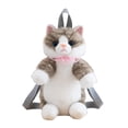 thumbnail image 3 of Mochila informal con forma de gato para mujer, ideal para [rango de edad], con un animal de peluche. Gris parduzco, 3 of 9