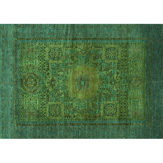 Ahgly Company Indoor Rectangle Abstract Turquoise Blue Modern Area Rugs, 7' x 9'